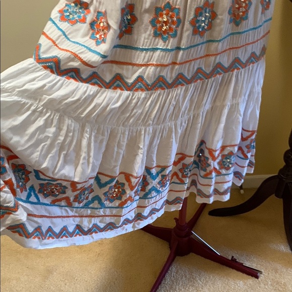 Blue and White Flutter Sleeve Midi Sundress - Picture 9 of 12